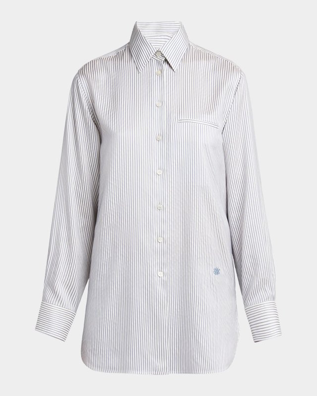 Striped Silk Button-Down Shirt